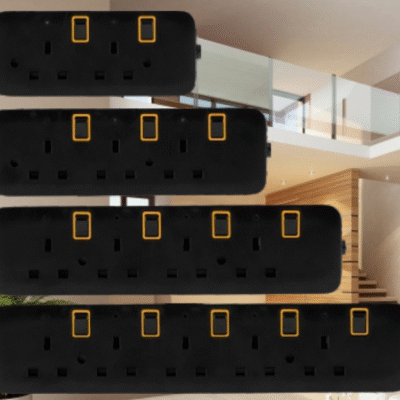 UK plug extension sockets- Black Colour