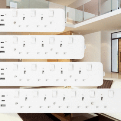 UK plug extension sockets with 2 Type C & 1 USB