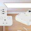 UK plug T shape adaptor with 1 Type C & 2 USB